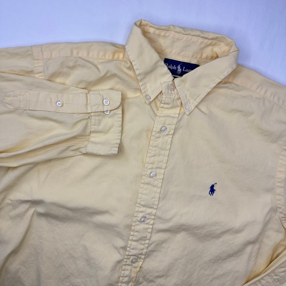 Ralph Lauren Shirt Men's 17 34/35 Yellow Button Down Long Sleeve See Desc.